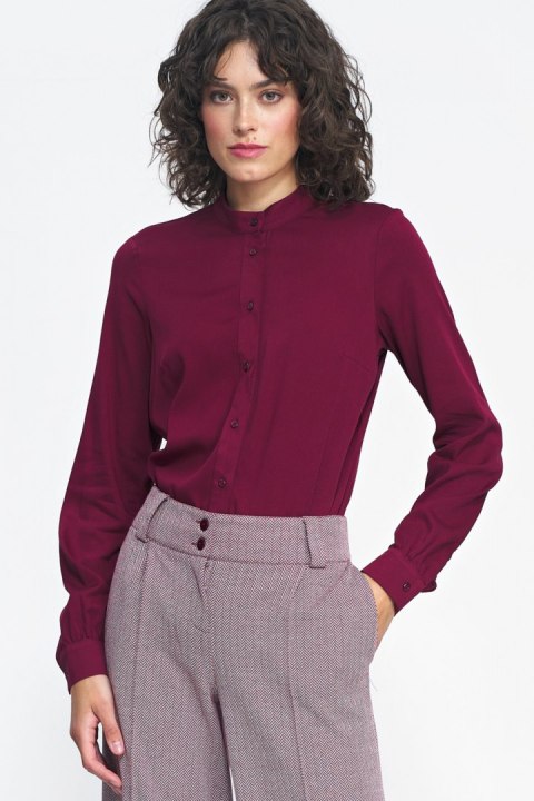 Bordowa bluzka z długim rękawem B156 Bordo - Nife Bordowa bluzka z długim rękawem B156 Bordo - Nife