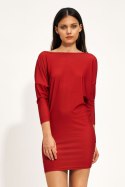 Sukienka Czerwona mini sukienka typu nietoperz S215 Red - Nife