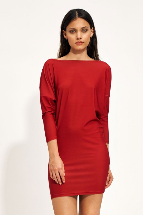 Sukienka Czerwona mini sukienka typu nietoperz S215 Red - Nife Sukienka Czerwona mini sukienka typu nietoperz S215 Red - Nife