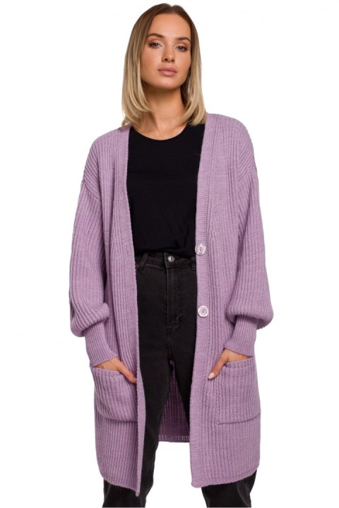 Sweter Kardigan Model MOE538 Lawenda - Moe Sweter Kardigan Model MOE538 Lawenda - Moe