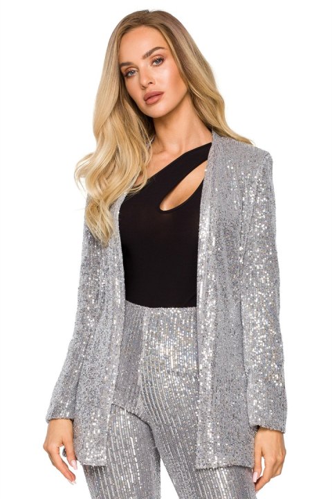 Marynarka Model MOE724 Silver - Moe Marynarka Model MOE724 Silver - Moe