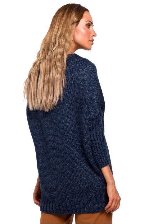 Sweter Damski Model MOE470 Navy - Moe Sweter Damski Model MOE470 Navy - Moe