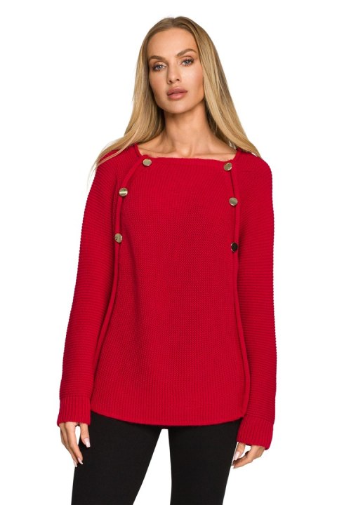 Sweter Damski Model MOE712 Malina - Moe Sweter Damski Model MOE712 Malina - Moe