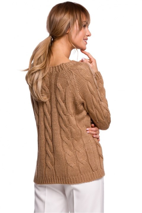 Sweter Damski Model MOE511 Beige - Moe Sweter Damski Model MOE511 Beige - Moe