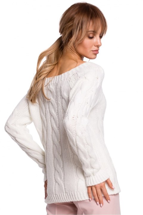 Sweter Damski Model MOE511 Ecru - Moe Sweter Damski Model MOE511 Ecru - Moe