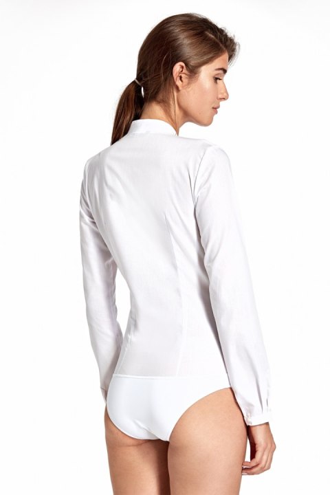 Koszula body bez kołnierzyka K52 White - Nife Koszula body bez kołnierzyka K52 White - Nife