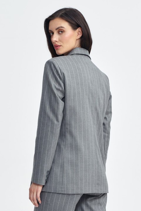Marynarka oversize dwurzędowa prążek Z71 Grey - Nife Marynarka oversize dwurzędowa prążek Z71 Grey - Nife