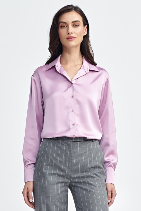 Satynowa koszula body K80 Pink - Nife Satynowa koszula body K80 Pink - Nife