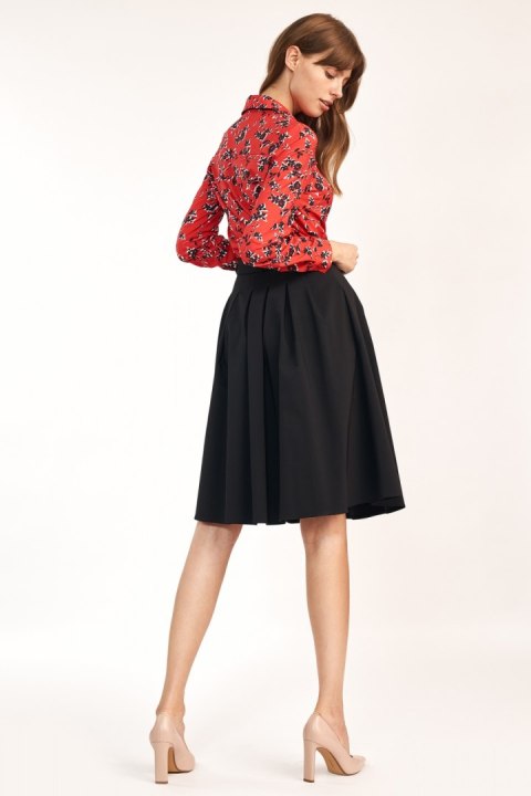 Spódnica midi z paskiem w kolorze czarnym SP63 Black - Nife Spódnica midi z paskiem w kolorze czarnym SP63 Black - Nife