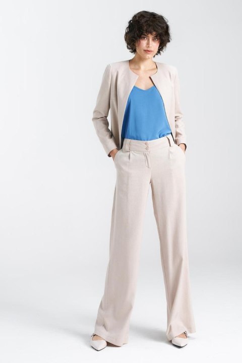 Spodnie lniane wide leg SD85 Beige - Nife Spodnie lniane wide leg SD85 Beige - Nife