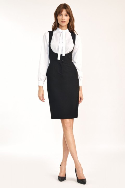 Sukienka Czarna sukienka z guzikami S183 Black - Nife Sukienka Czarna sukienka z guzikami S183 Black - Nife