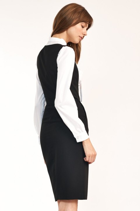 Sukienka Czarna sukienka z guzikami S183 Black - Nife Sukienka Czarna sukienka z guzikami S183 Black - Nife