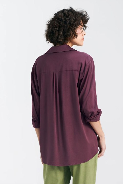 Wiskozowa koszula oversize K75 Śliwka - Nife Wiskozowa koszula oversize K75 Śliwka - Nife
