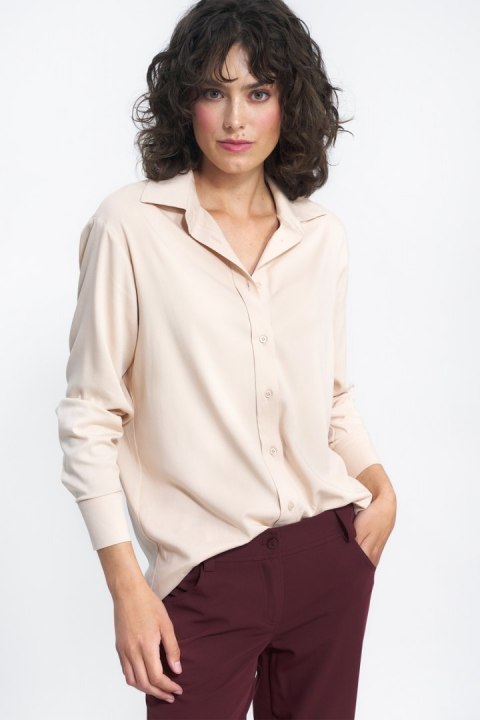 Beżowa wiskozowa koszula K73 Beige - Nife Beżowa wiskozowa koszula K73 Beige - Nife