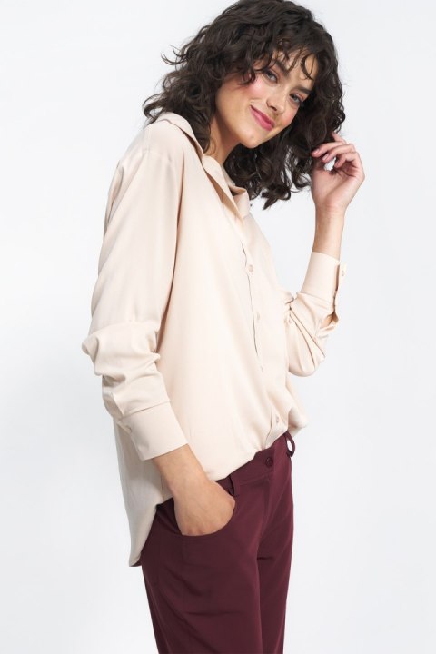Beżowa wiskozowa koszula K73 Beige - Nife Beżowa wiskozowa koszula K73 Beige - Nife