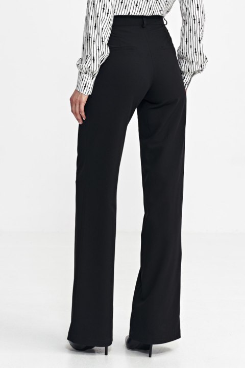 Spodnie bootcut, z krytym guzikiem SD101 Black - Nife Spodnie bootcut, z krytym guzikiem SD101 Black - Nife