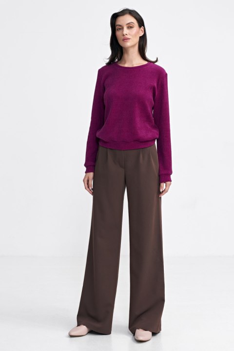 Spodnie z zakładkami wide leg SD102 Brown - Nife Spodnie z zakładkami wide leg SD102 Brown - Nife