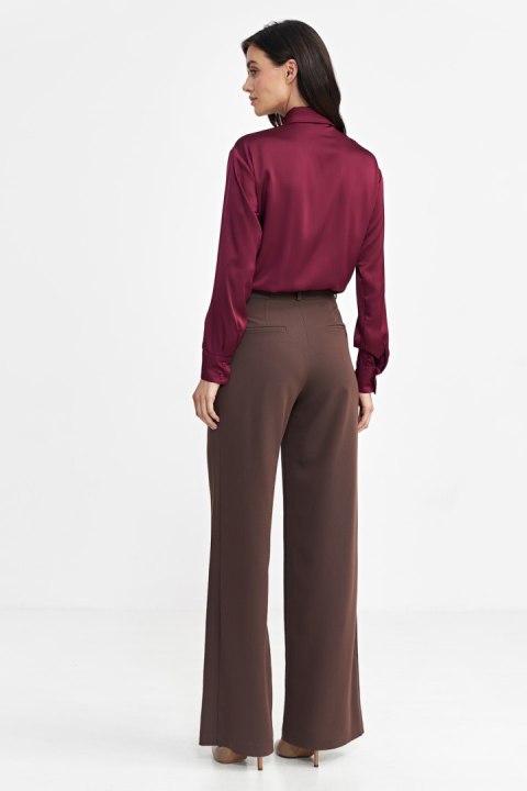 Spodnie z zakładkami wide leg SD102 Brown - Nife Spodnie z zakładkami wide leg SD102 Brown - Nife