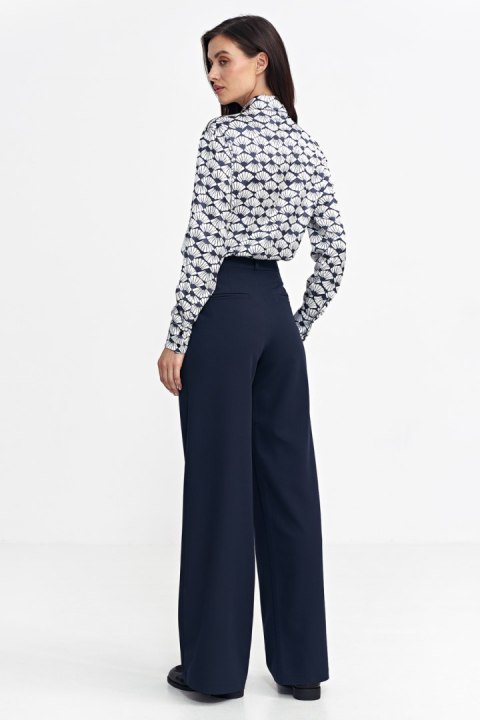 Spodnie z zakładkami, wide leg SD102 Navy - Nife Spodnie z zakładkami, wide leg SD102 Navy - Nife