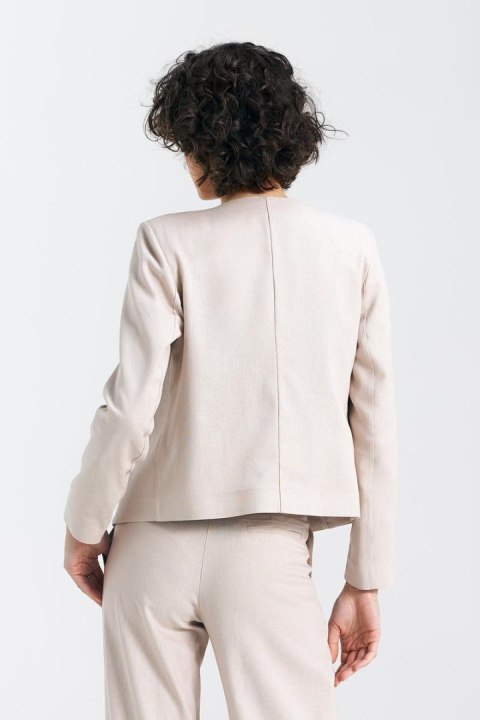 Żakiet typu chanel lniany Z54 Beige - Nife Żakiet typu chanel lniany Z54 Beige - Nife