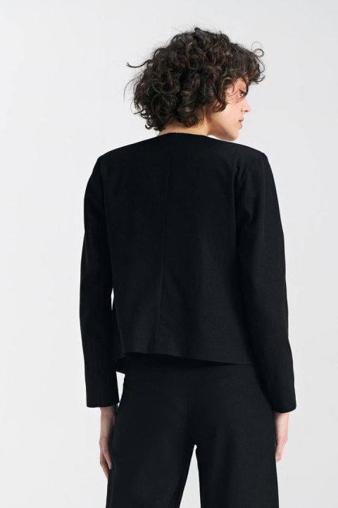 Żakiet typu chanel lniany Z54 Black - Nife Żakiet typu chanel lniany Z54 Black - Nife