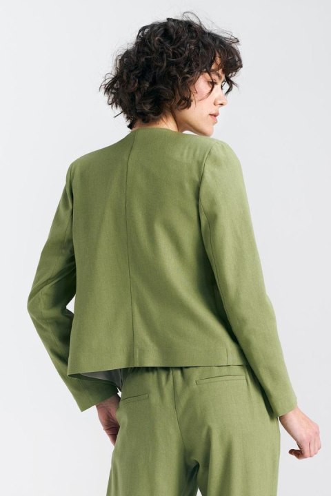 Żakiet typu chanel lniany Z54 Green Pistacjowy - Nife Żakiet typu chanel lniany Z54 Green Pistacjowy - Nife
